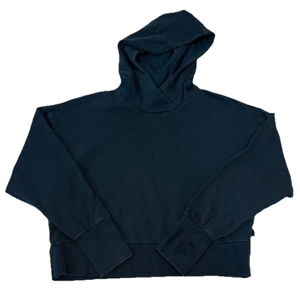 Joy Lab Dark Teal Blue Athletic Crop Sweatshirt Hoodie Size Large